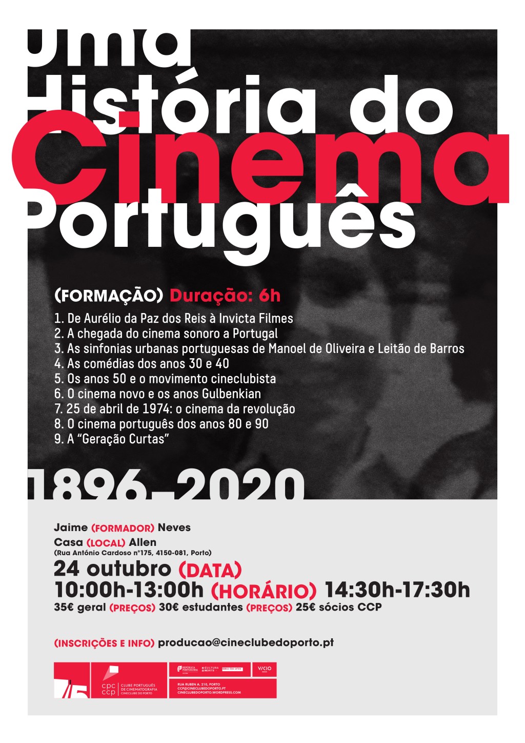 curso UMA HISTÓRIA DO CINEMA PORTUGUÊS (1896 – 2020) com Jaime Neves | 24 outubro | Casa&nbsp;Allen